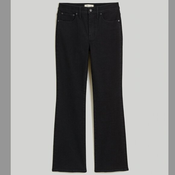 NWOT Madewell Plus Kick Out Crop Jeans Mid-rise Black Rinse flare Wash Size 14W - Picture 3 of 10